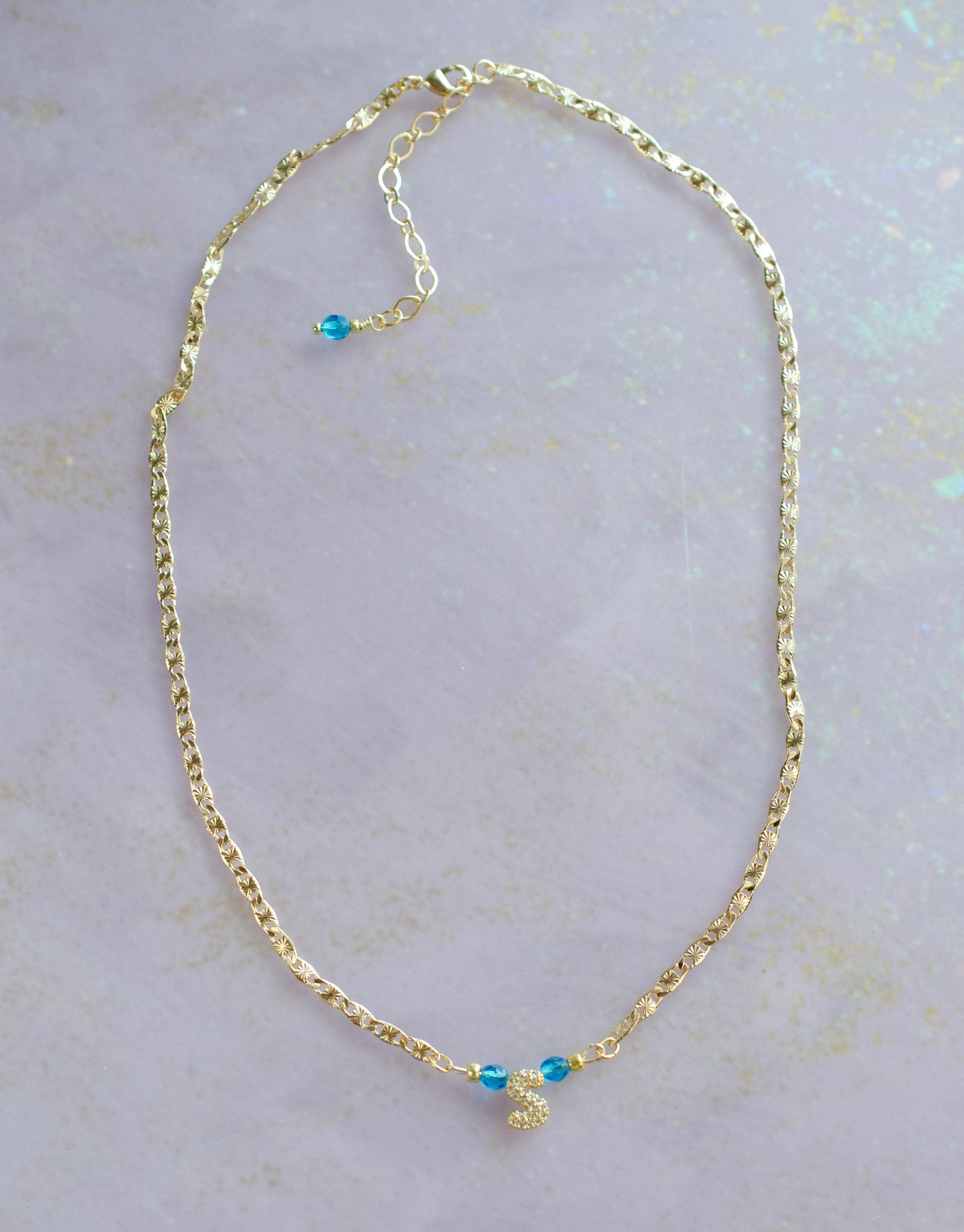 Birthstone Initial Necklace