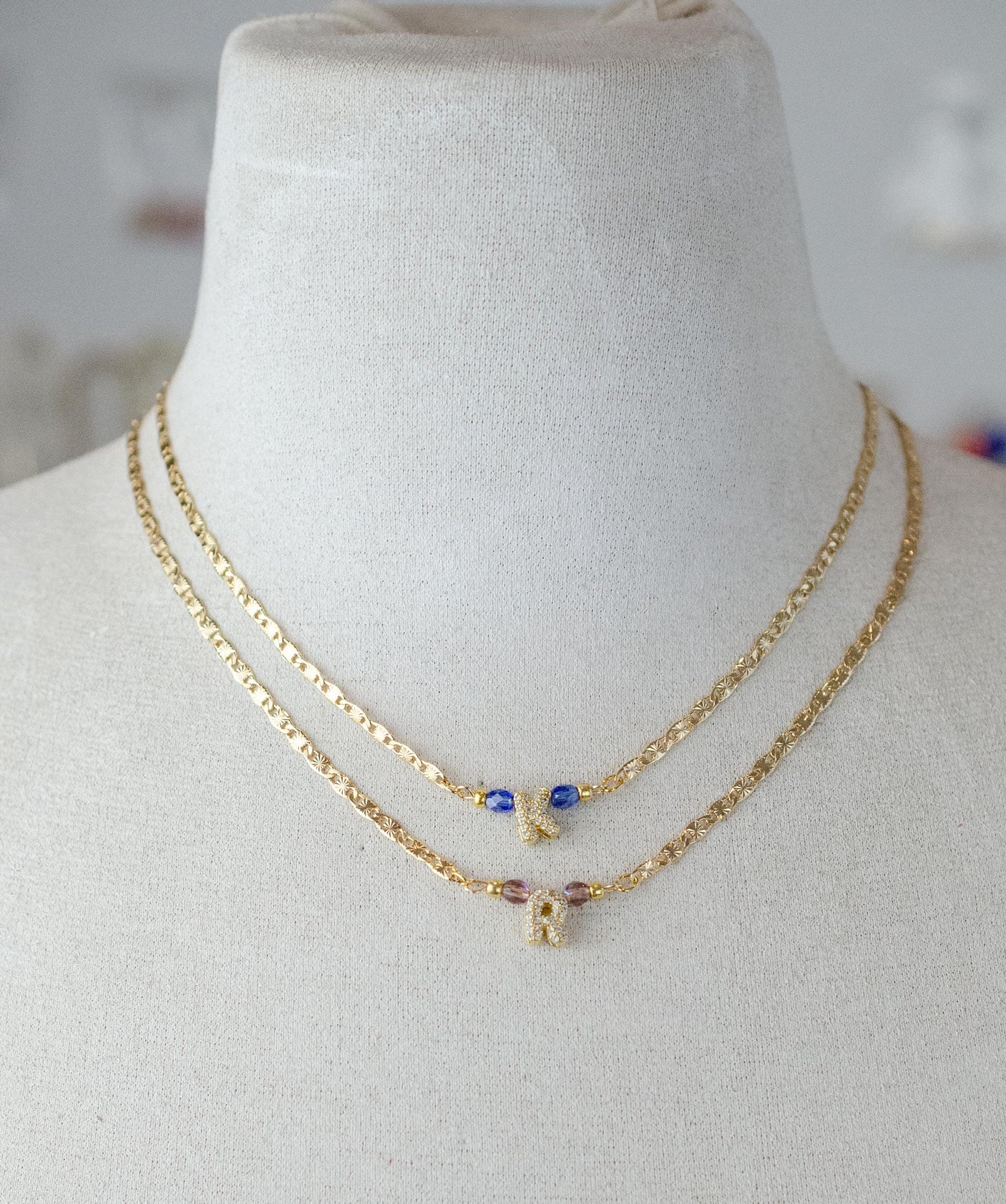 Birthstone Initial Necklace