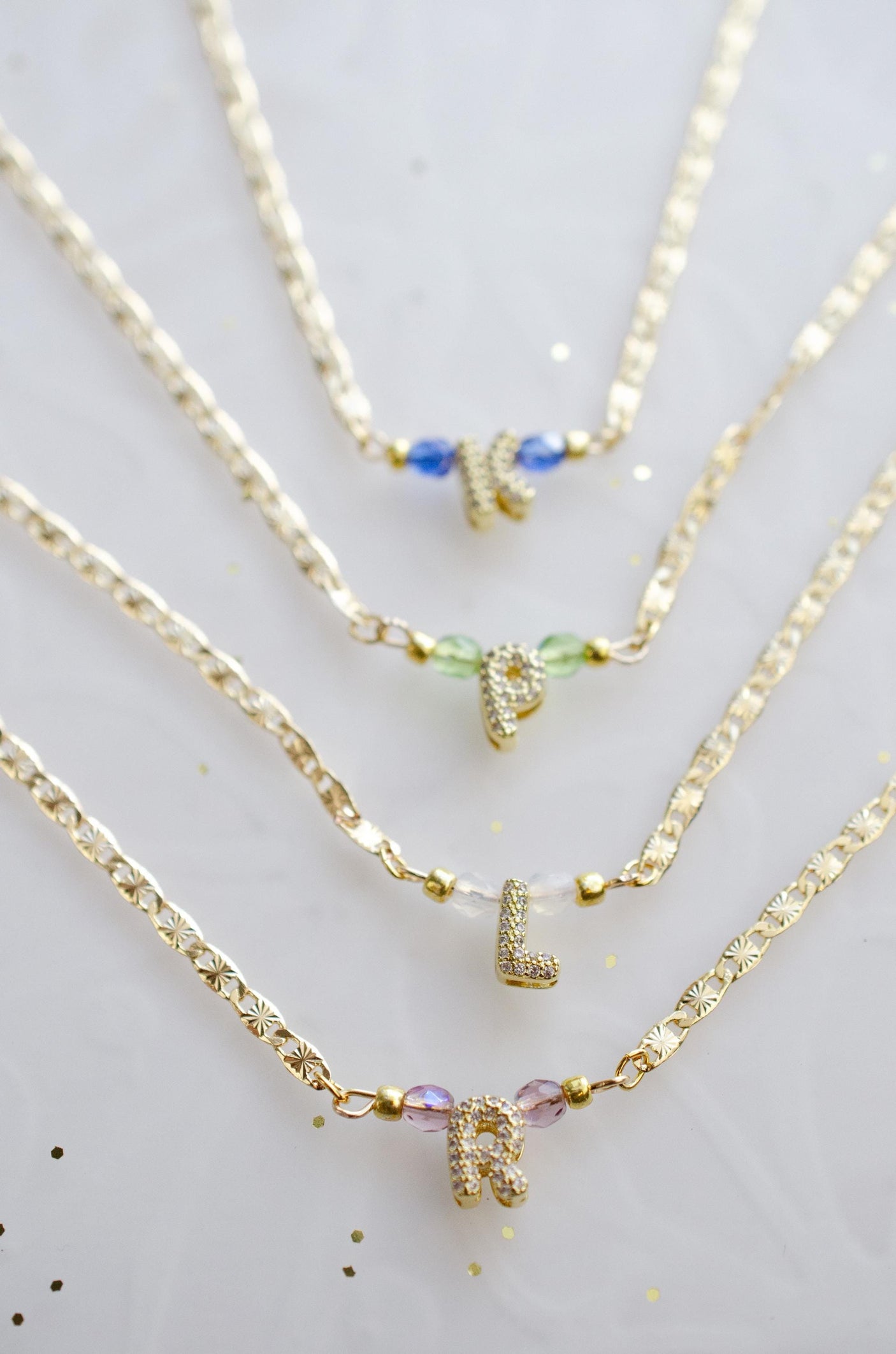 Birthstone Initial Necklace