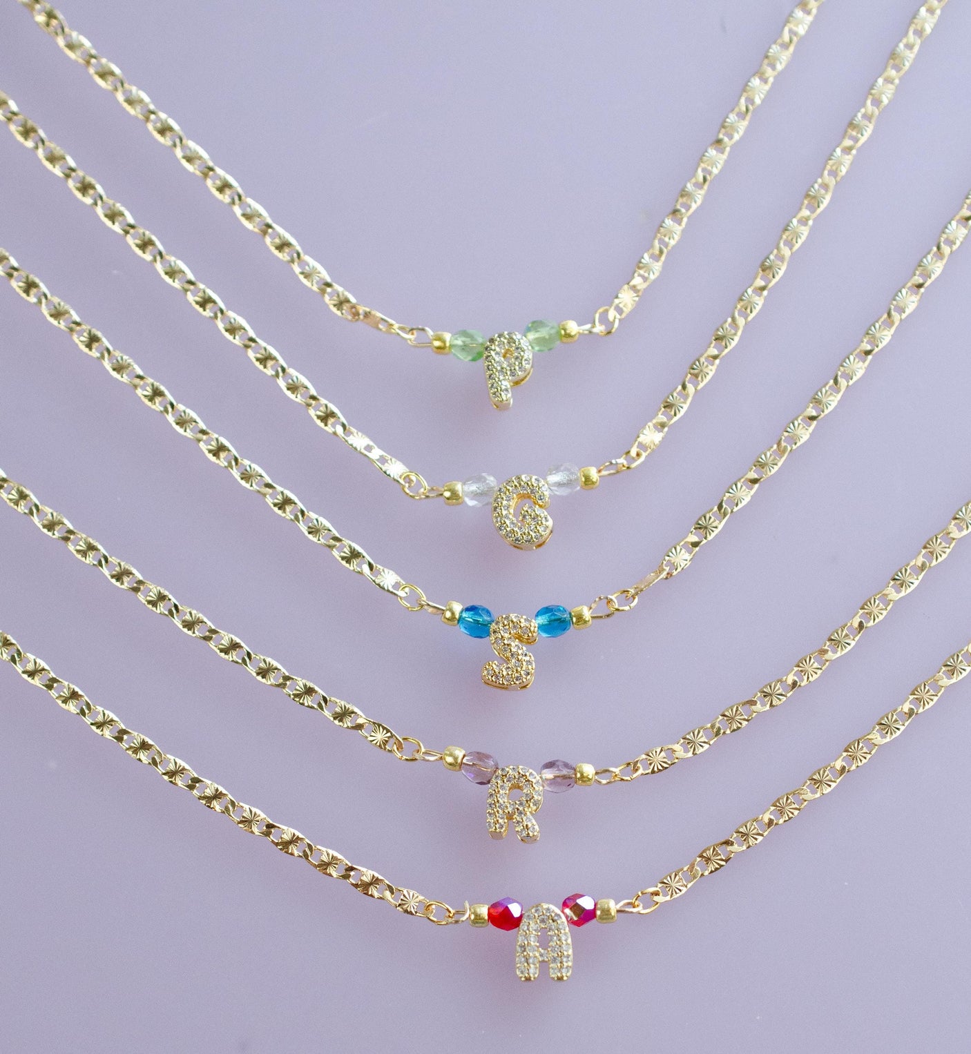 Birthstone Initial Necklace