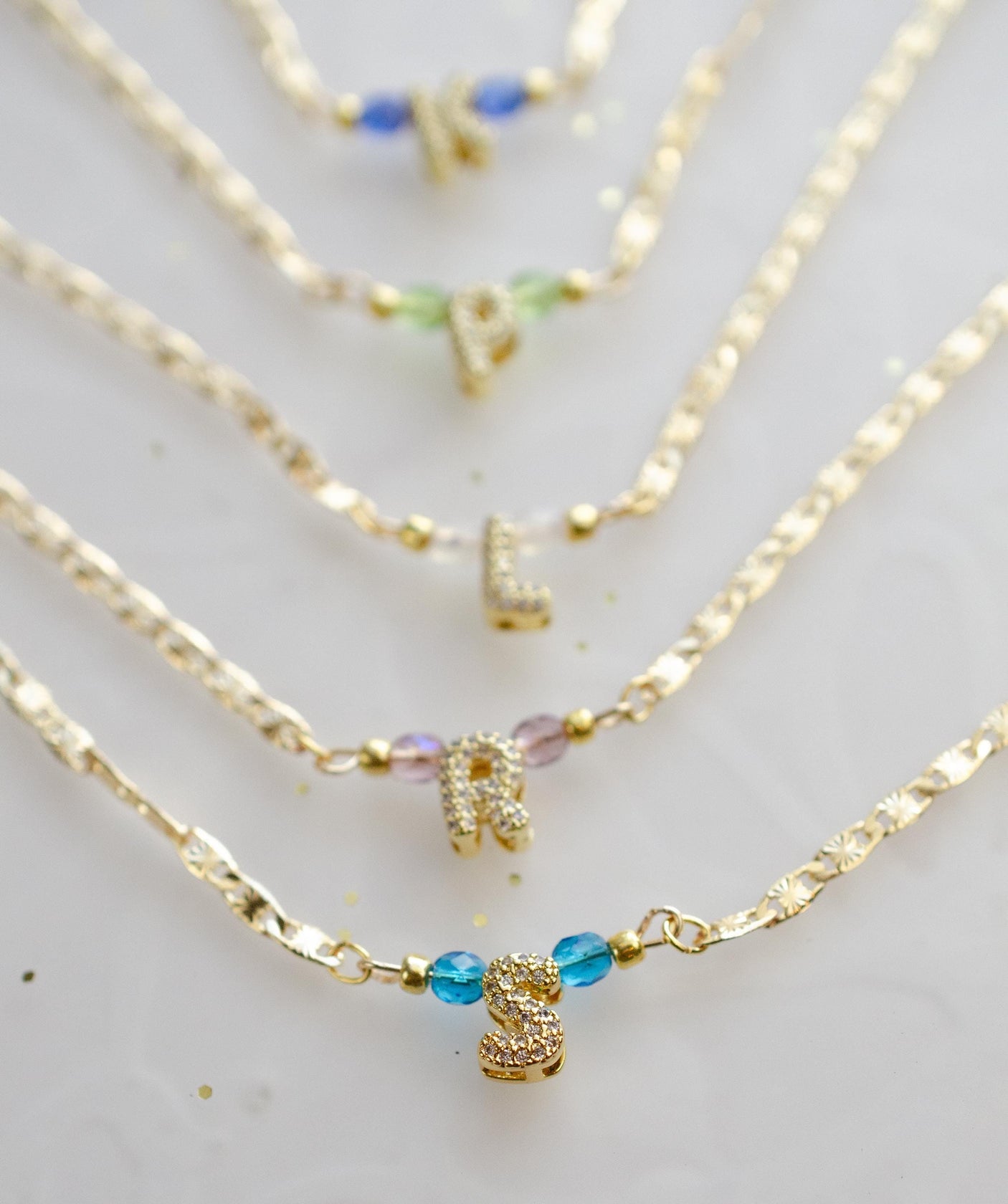 Birthstone Initial Necklace