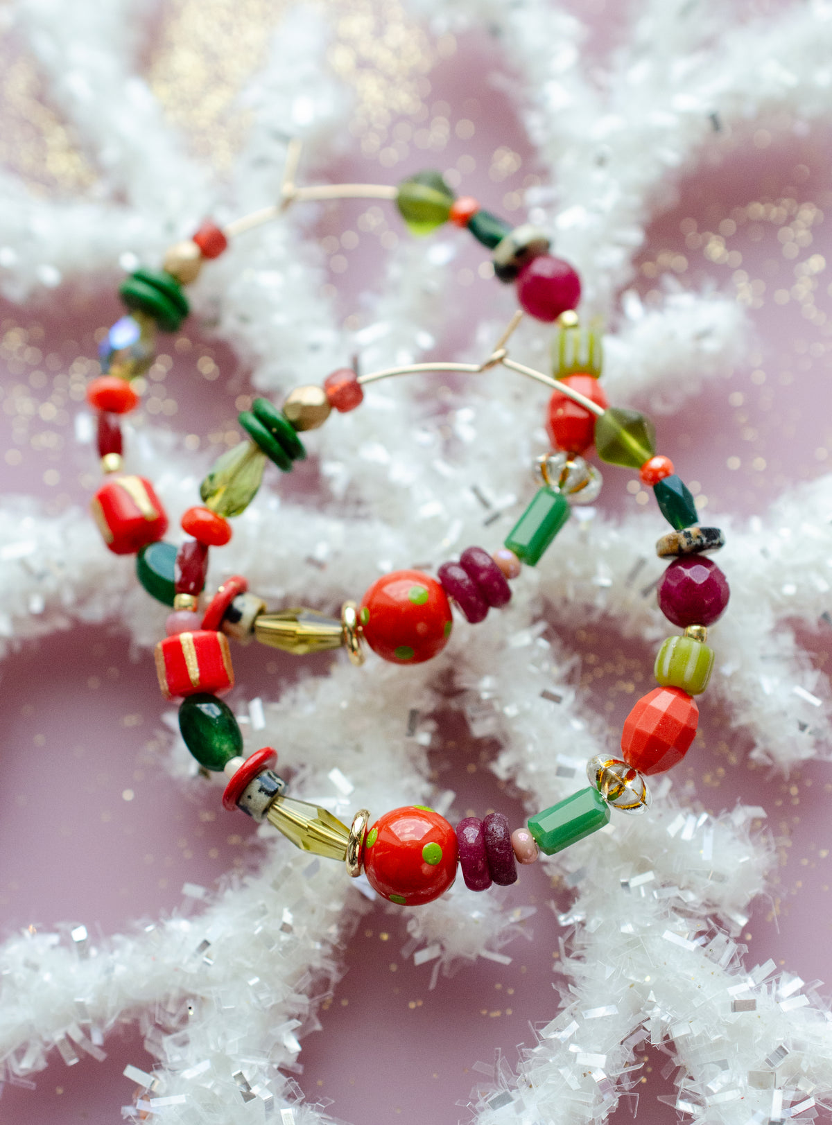 Noel Beaded Hoops