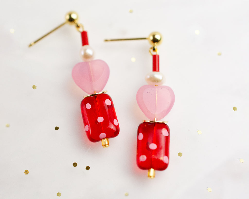 Valentina Polkadot Heart Earrings