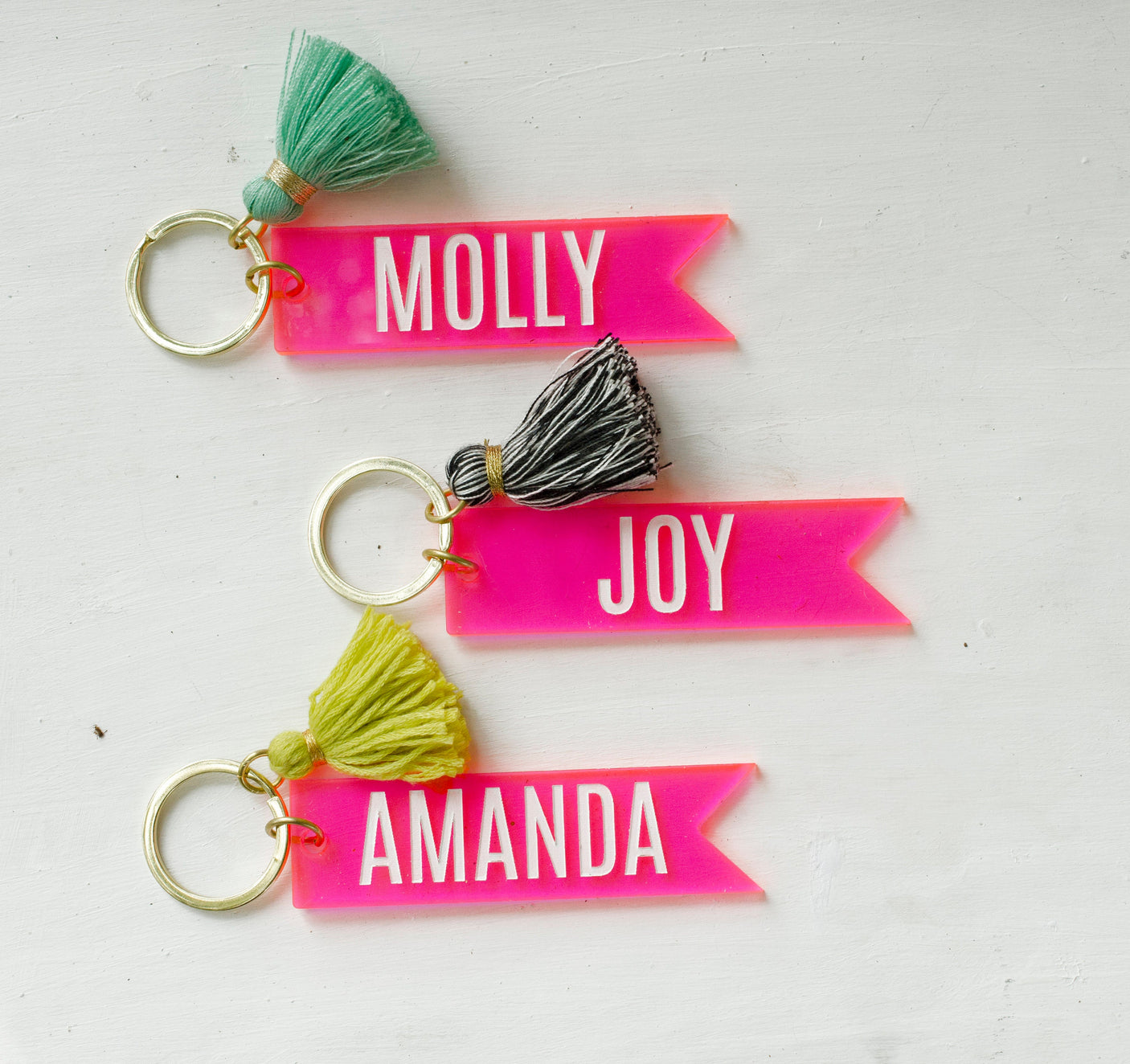 Hot Pink Personalized Keychain