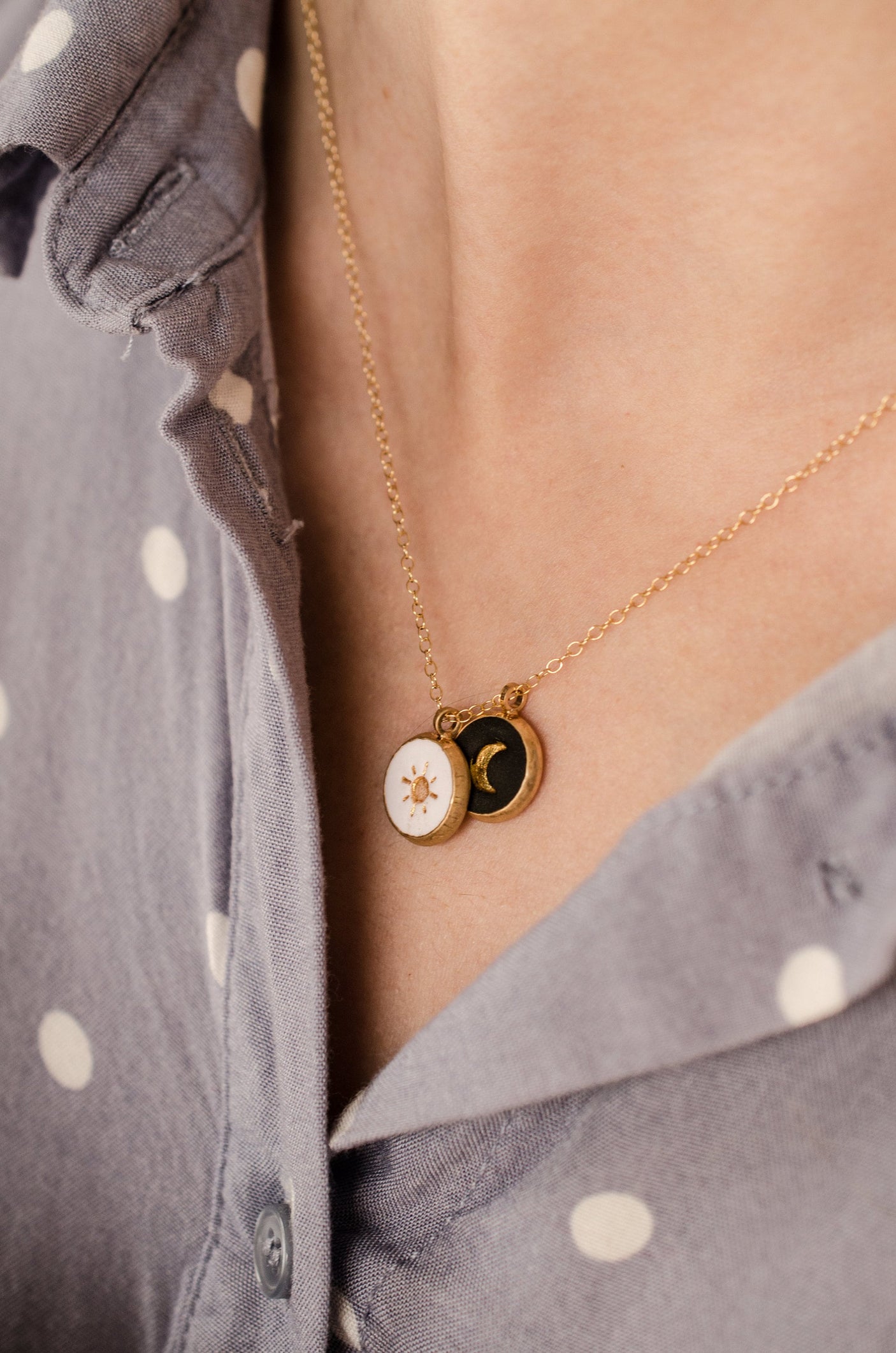 Sun & Moon Clay Necklace