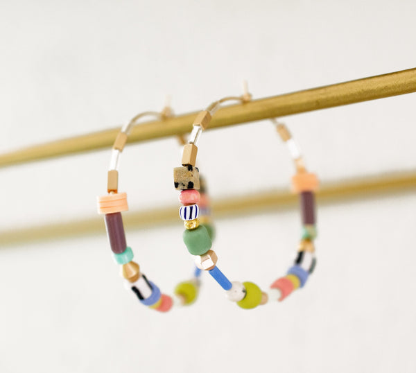 Garden Party Beaded Hoops