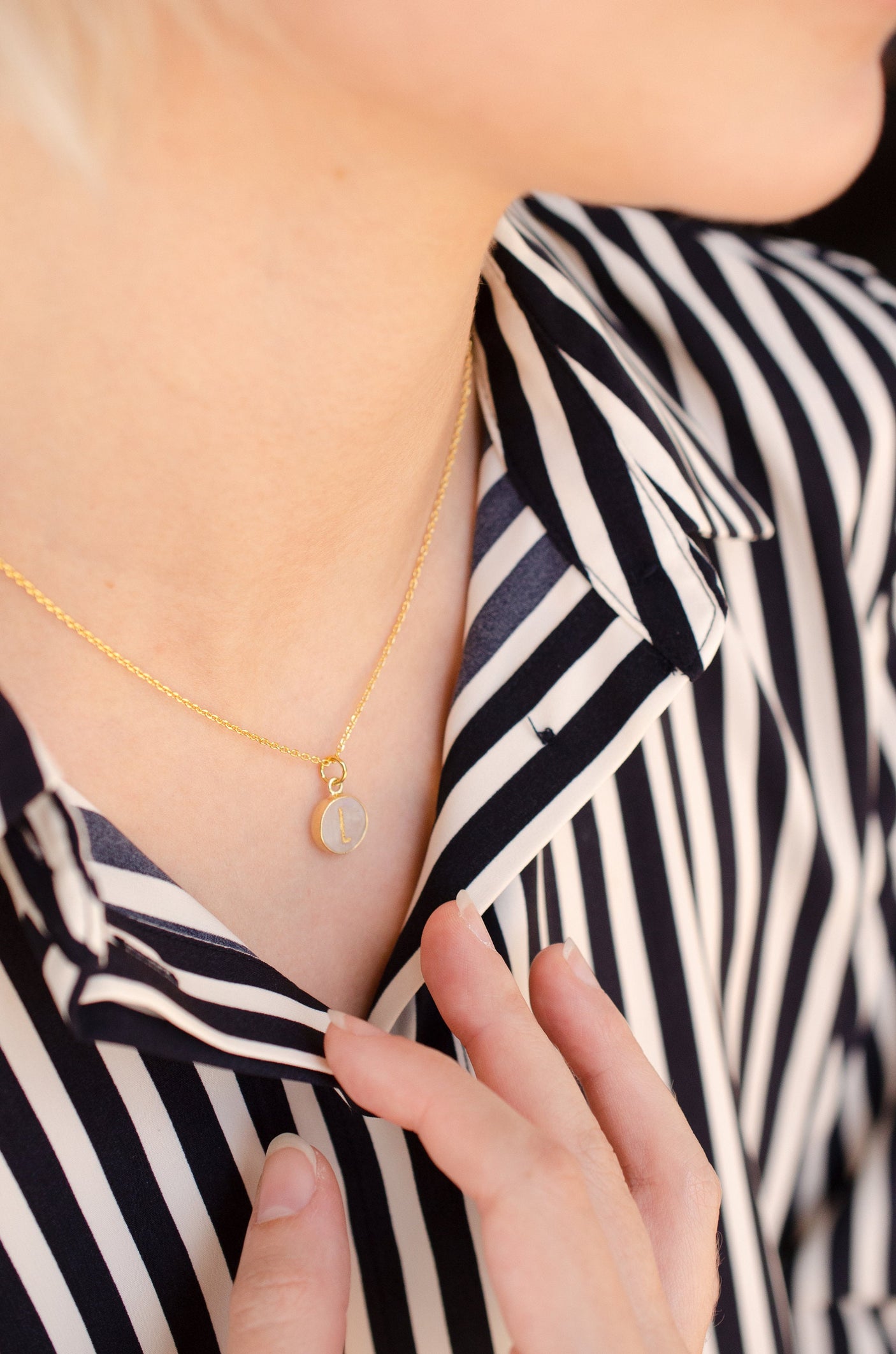 Round Initial Gemstone Necklace