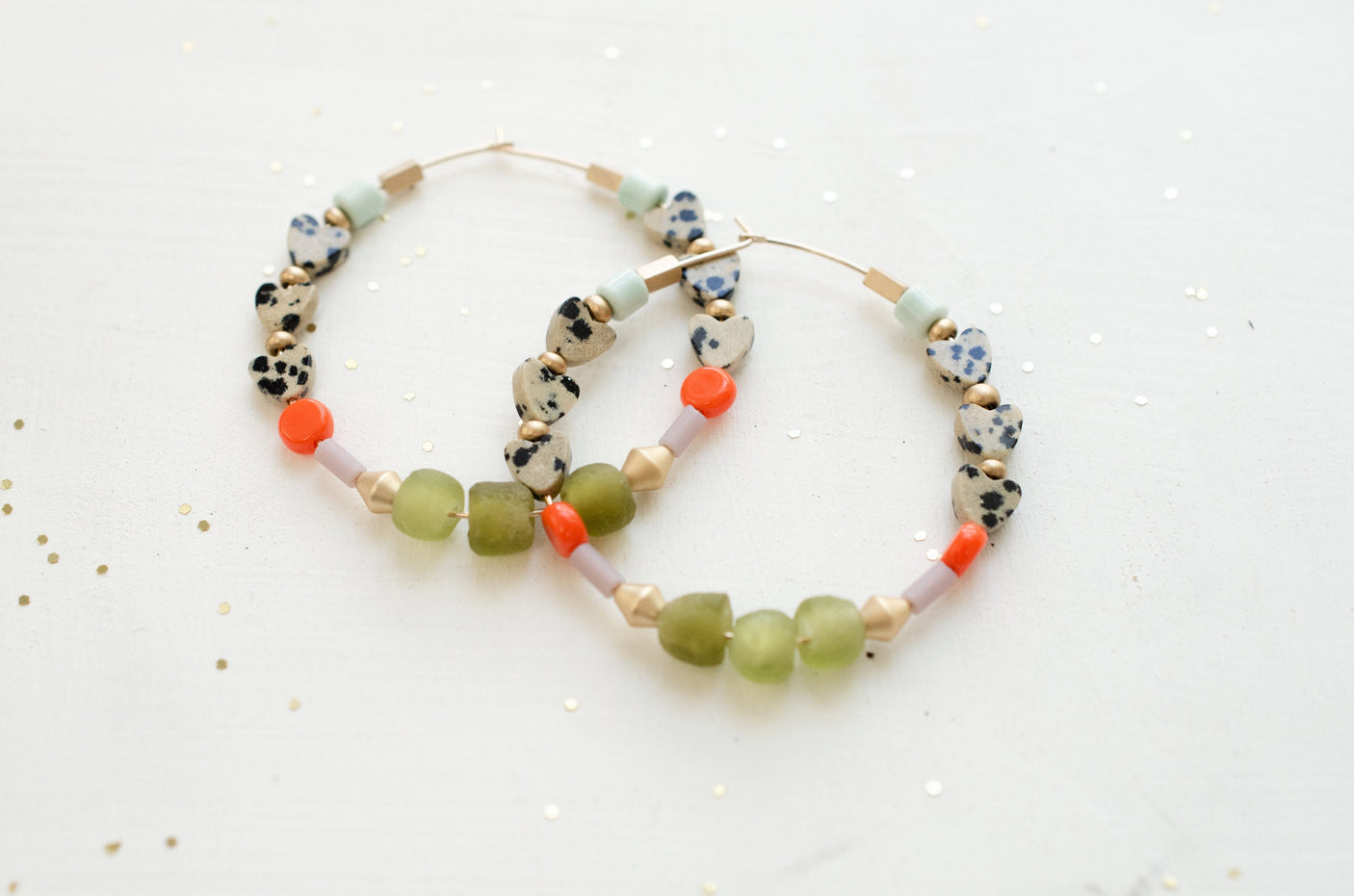 Dalmatian Heart Hoop Earrings