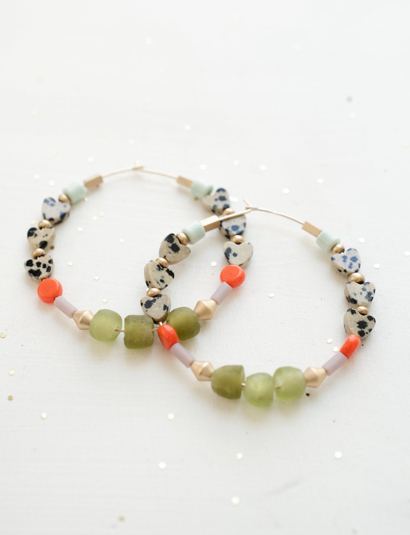 Dalmatian Heart Hoop Earrings