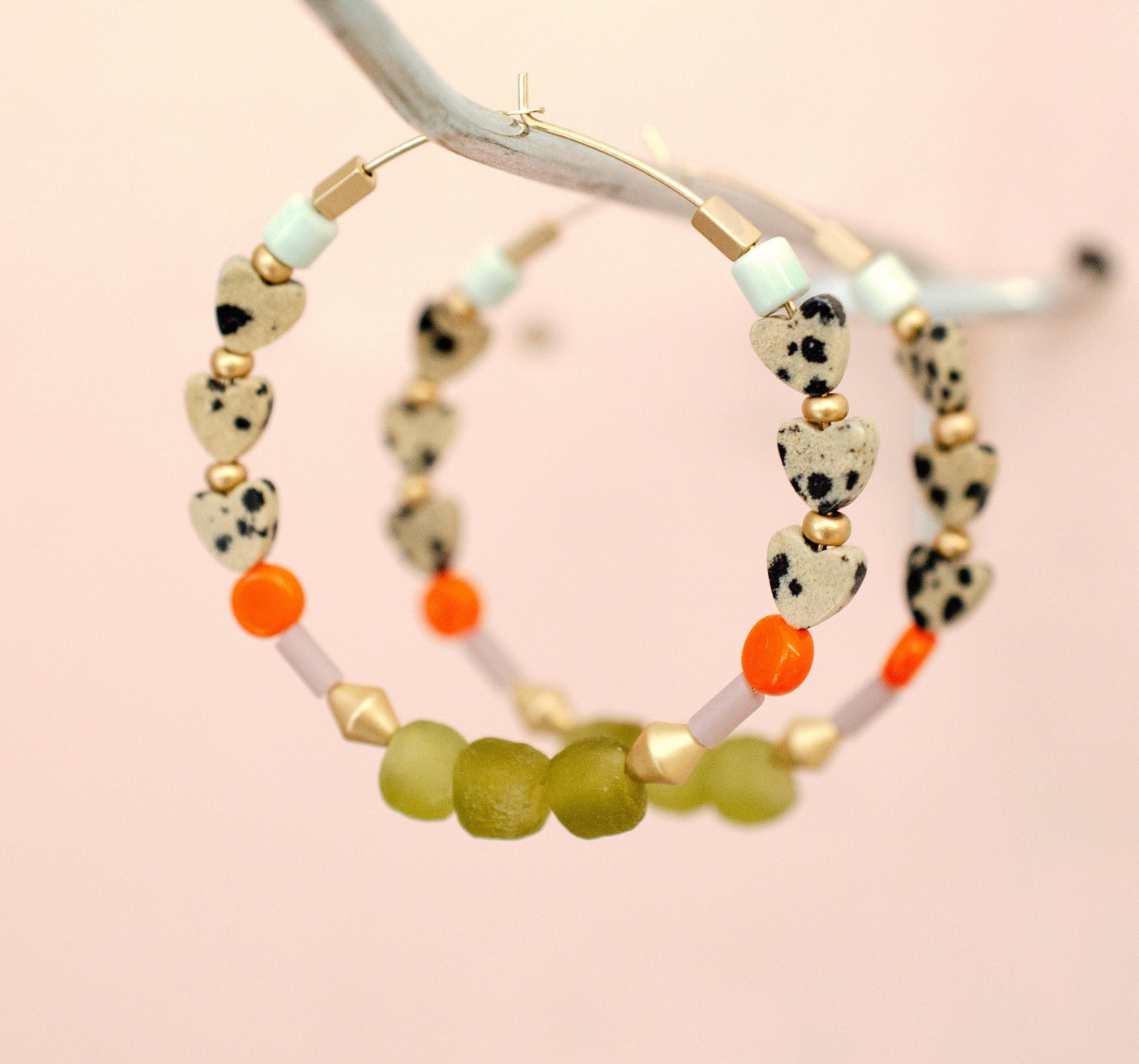Dalmatian Heart Hoop Earrings