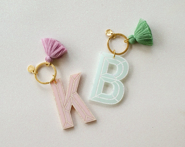 Personalized Initial Keychain, Cloud Keyring, Initial Keychains 