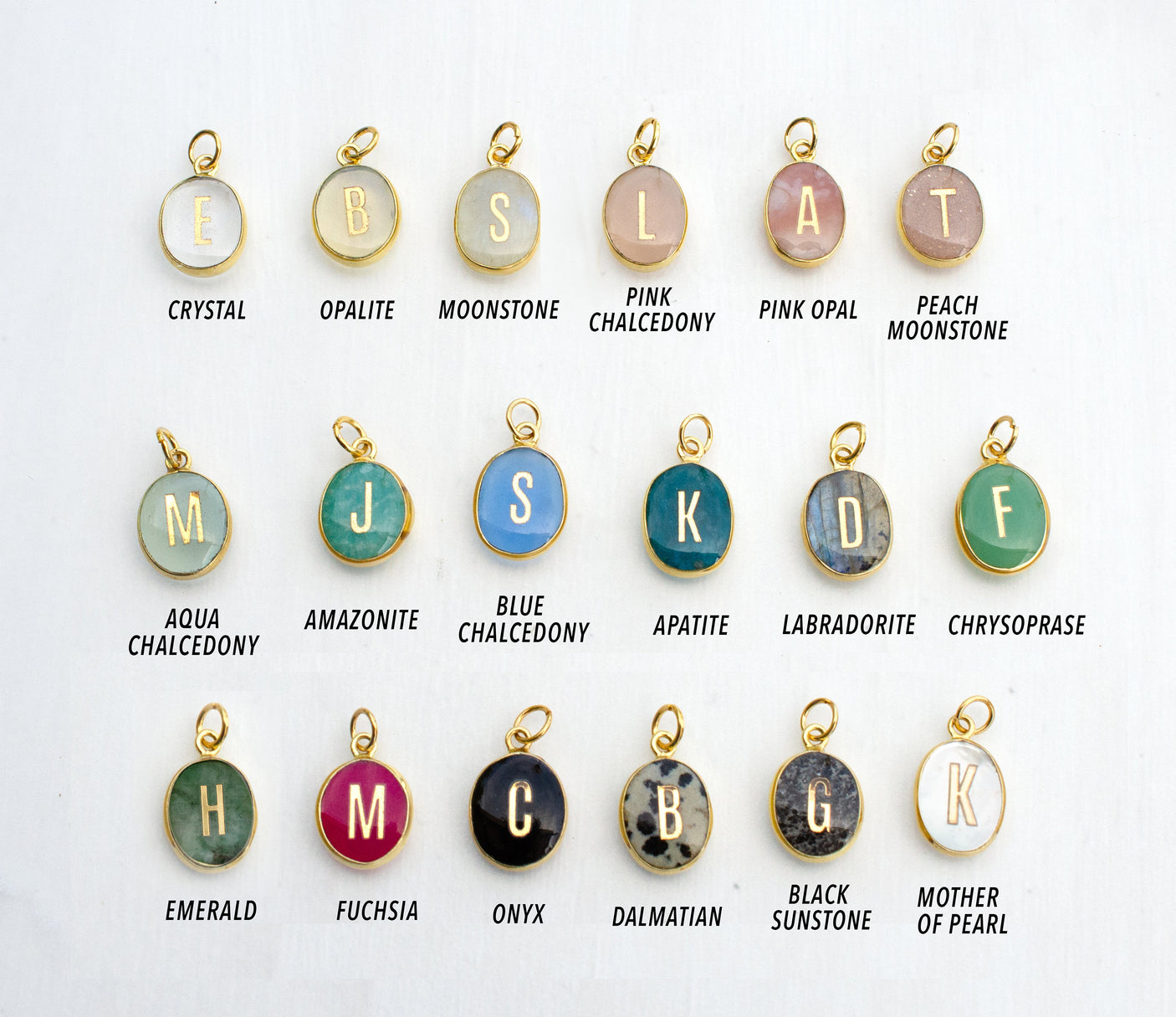 Oval Initial Gemstone Necklace