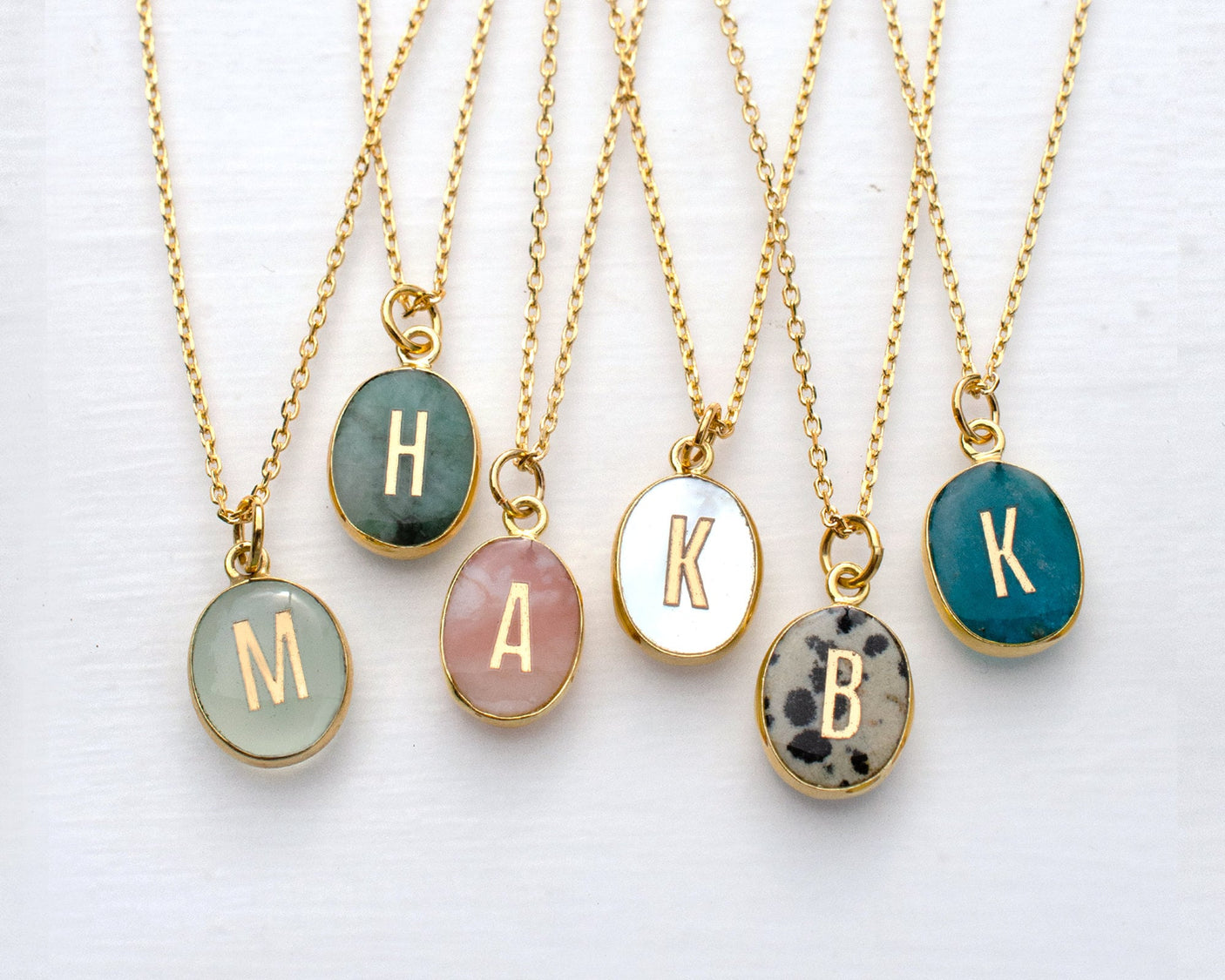 Oval Initial Gemstone Necklace