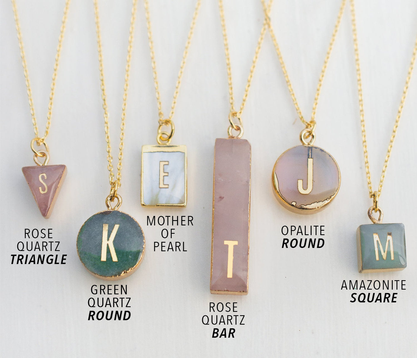 Gemstone Initial Necklaces