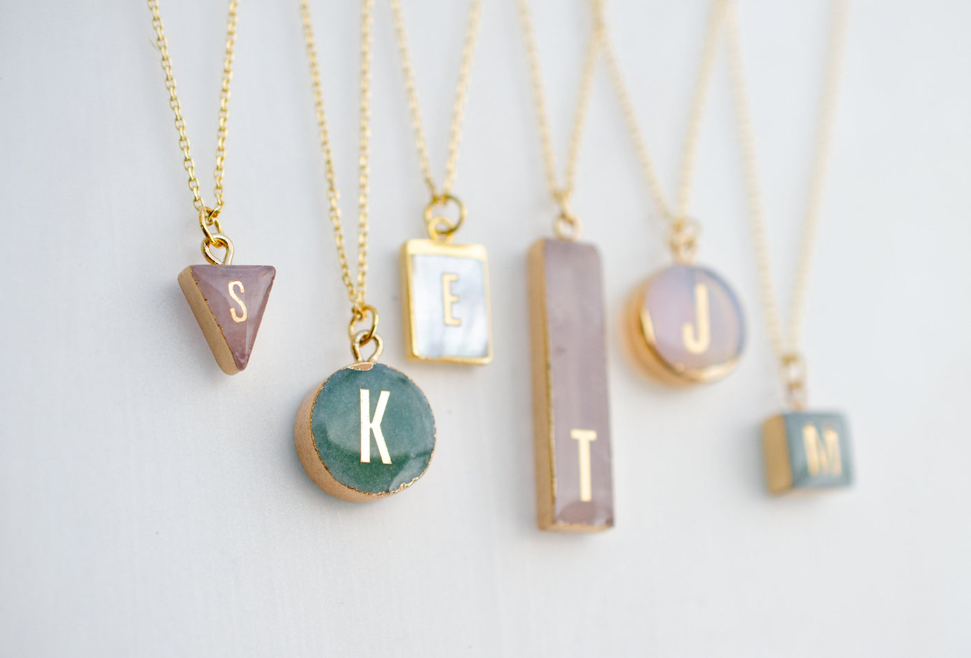 Gemstone Initial Necklaces