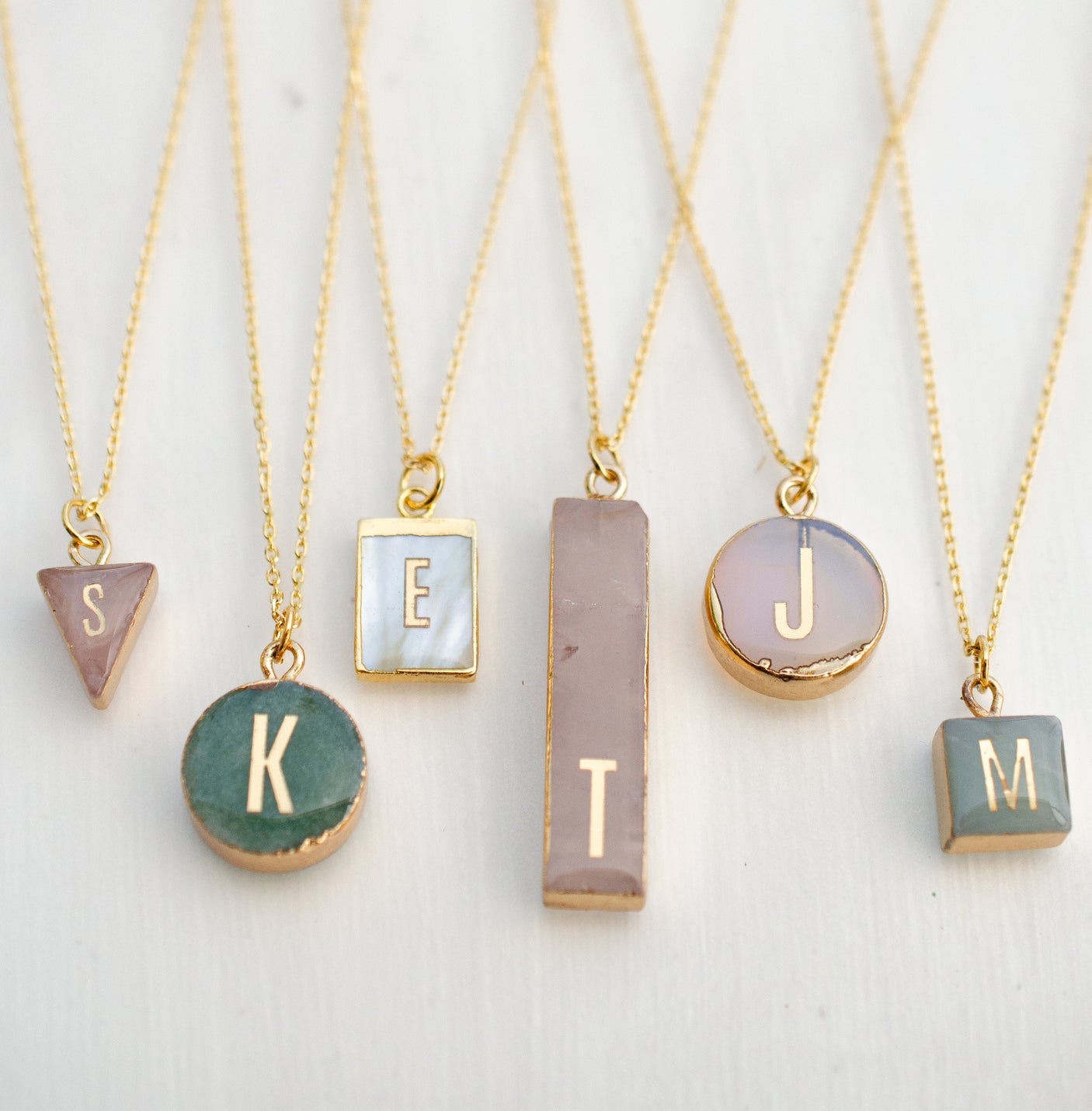 Gemstone Initial Necklaces