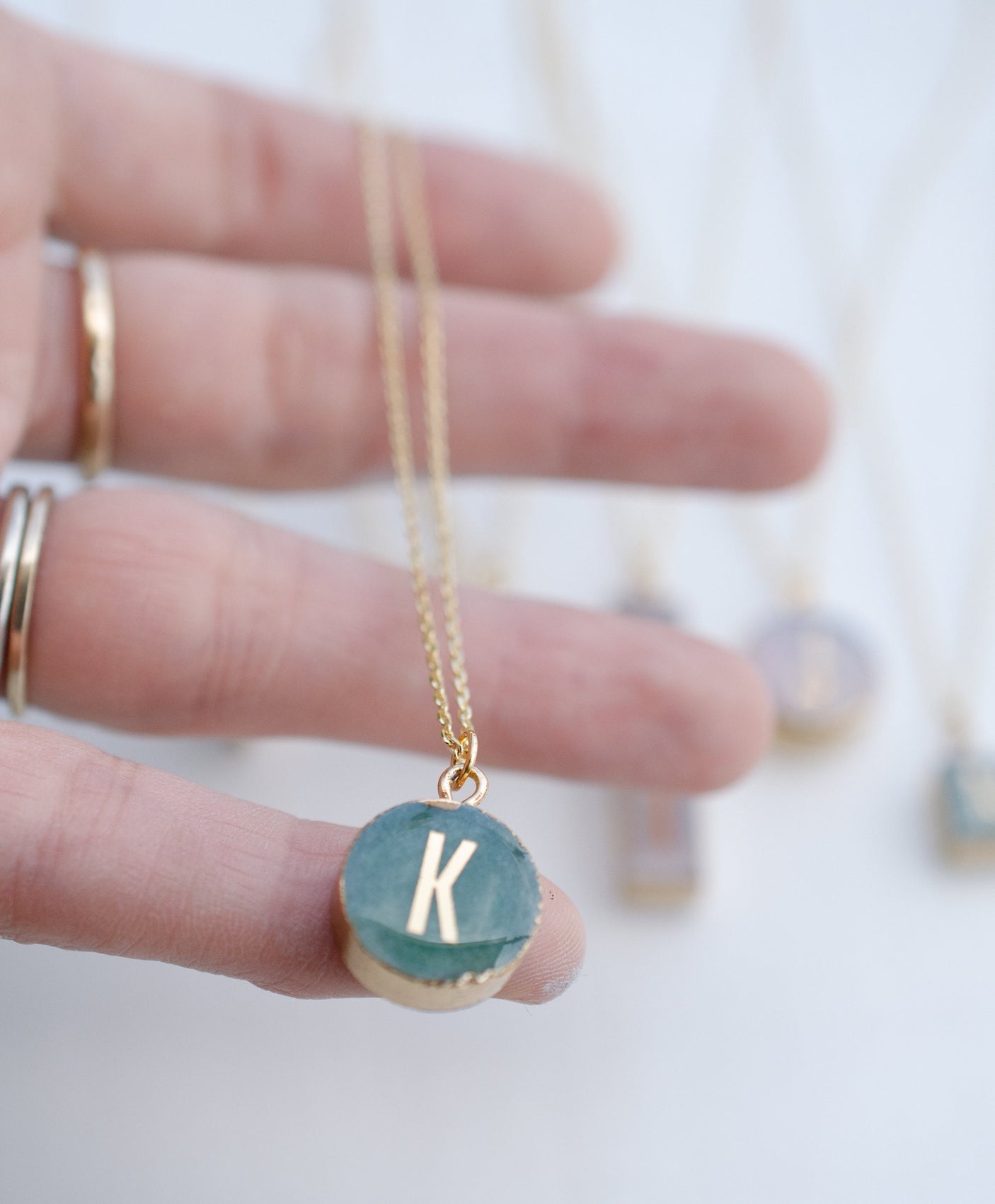 Gemstone Initial Necklaces
