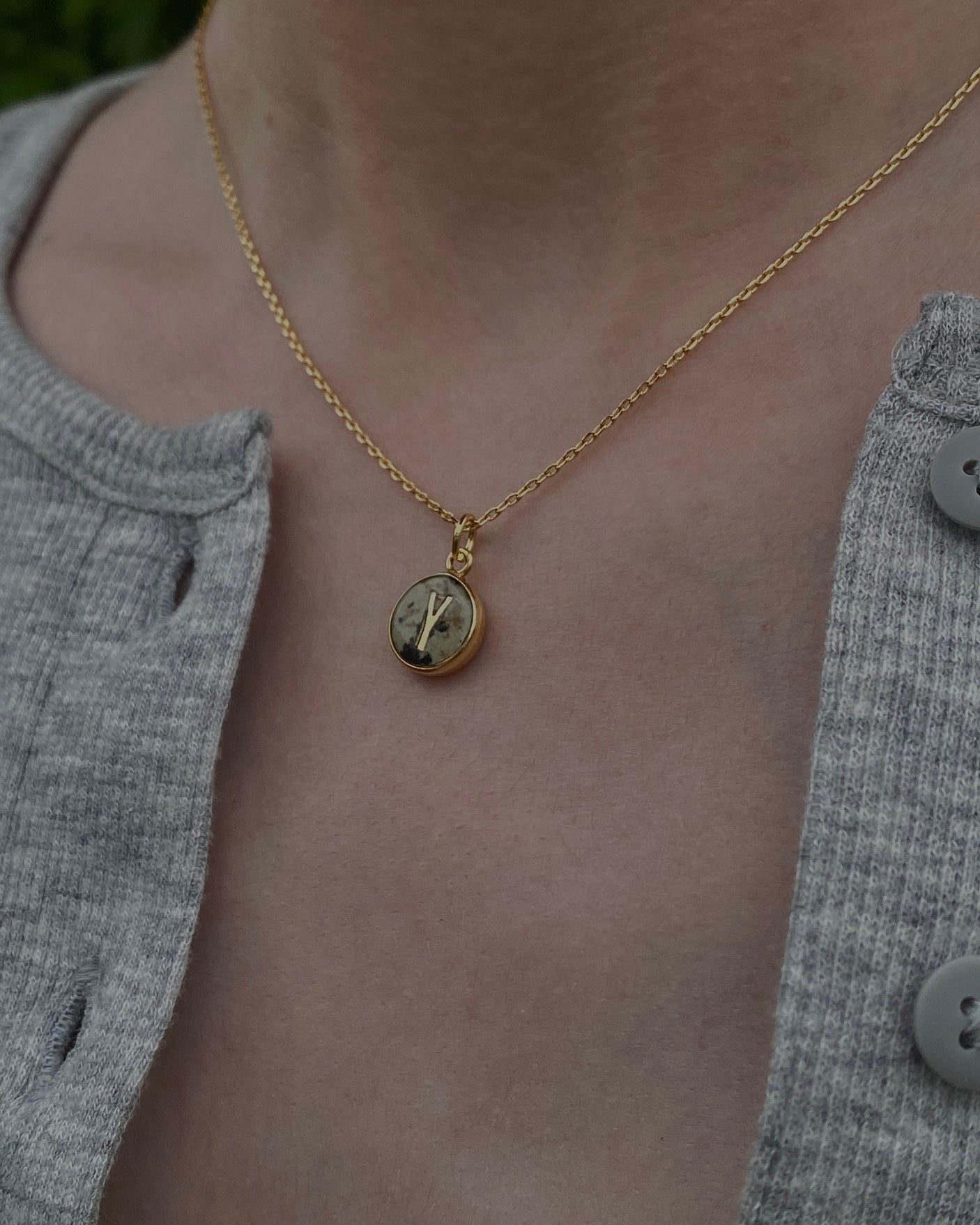 Round Initial Gemstone Necklace