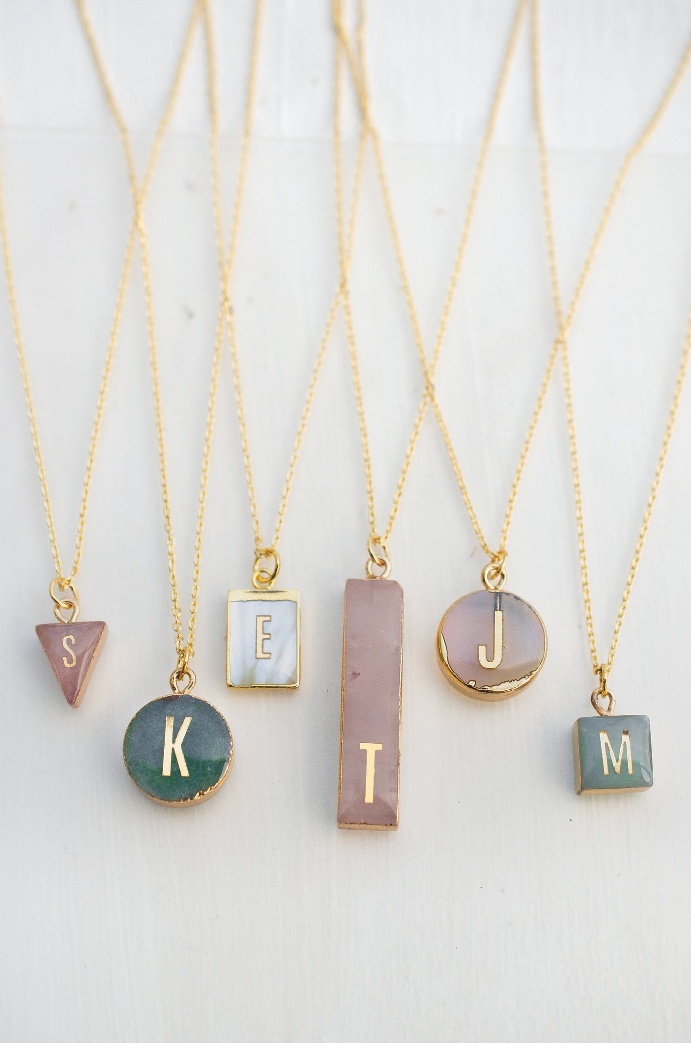 Gemstone Initial Necklaces