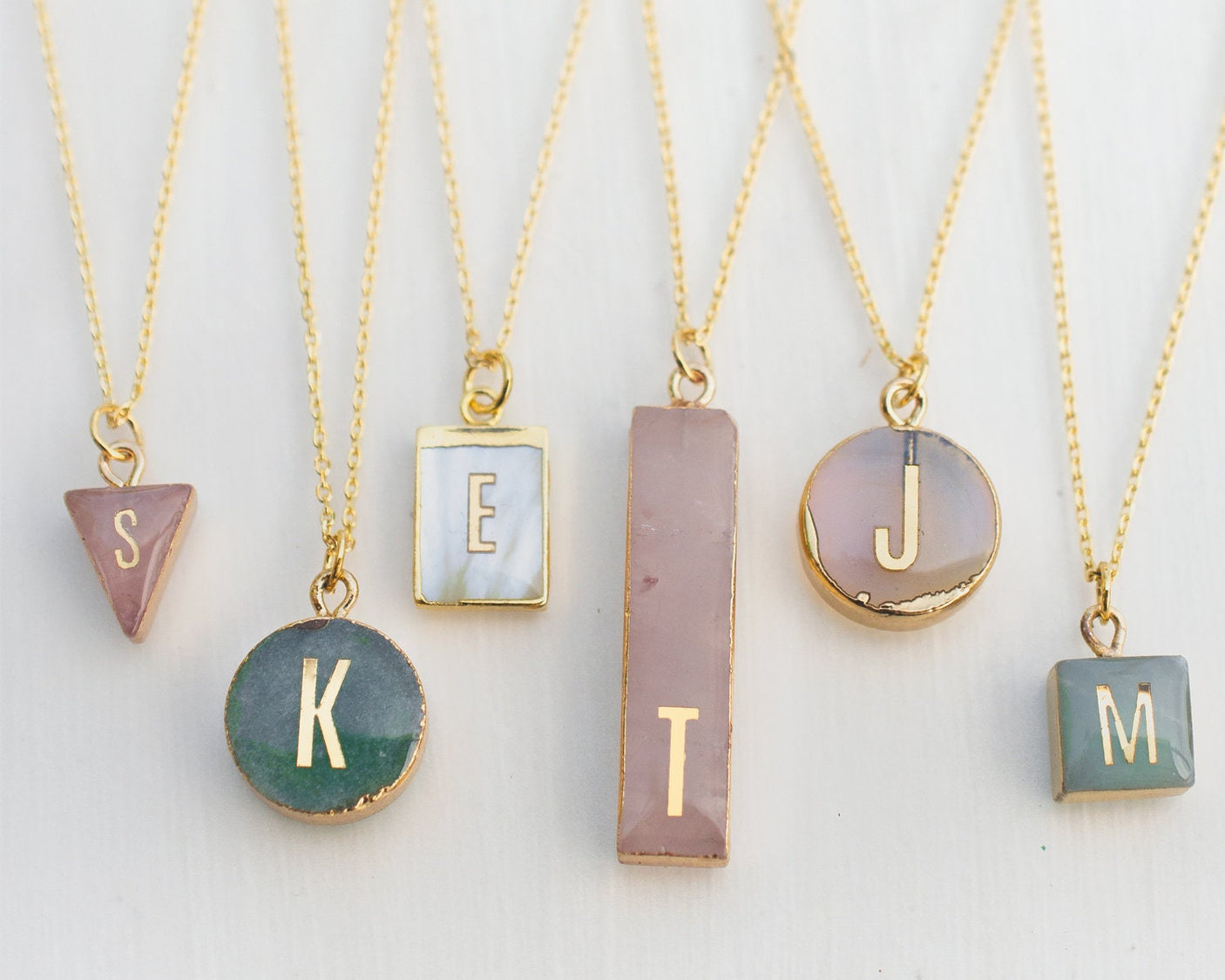 Gemstone Initial Necklaces