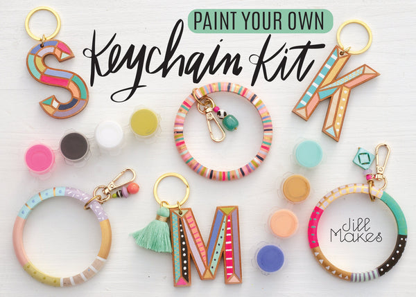 DIY Keychain Painting Kit, Craft kit, DIY kit, jewelry kit, bachelorette party craft, diy jewelry, gift for her, party kit, Keychain Kit