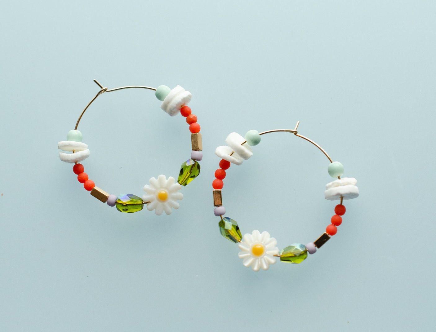 Daisy Beaded Hoops