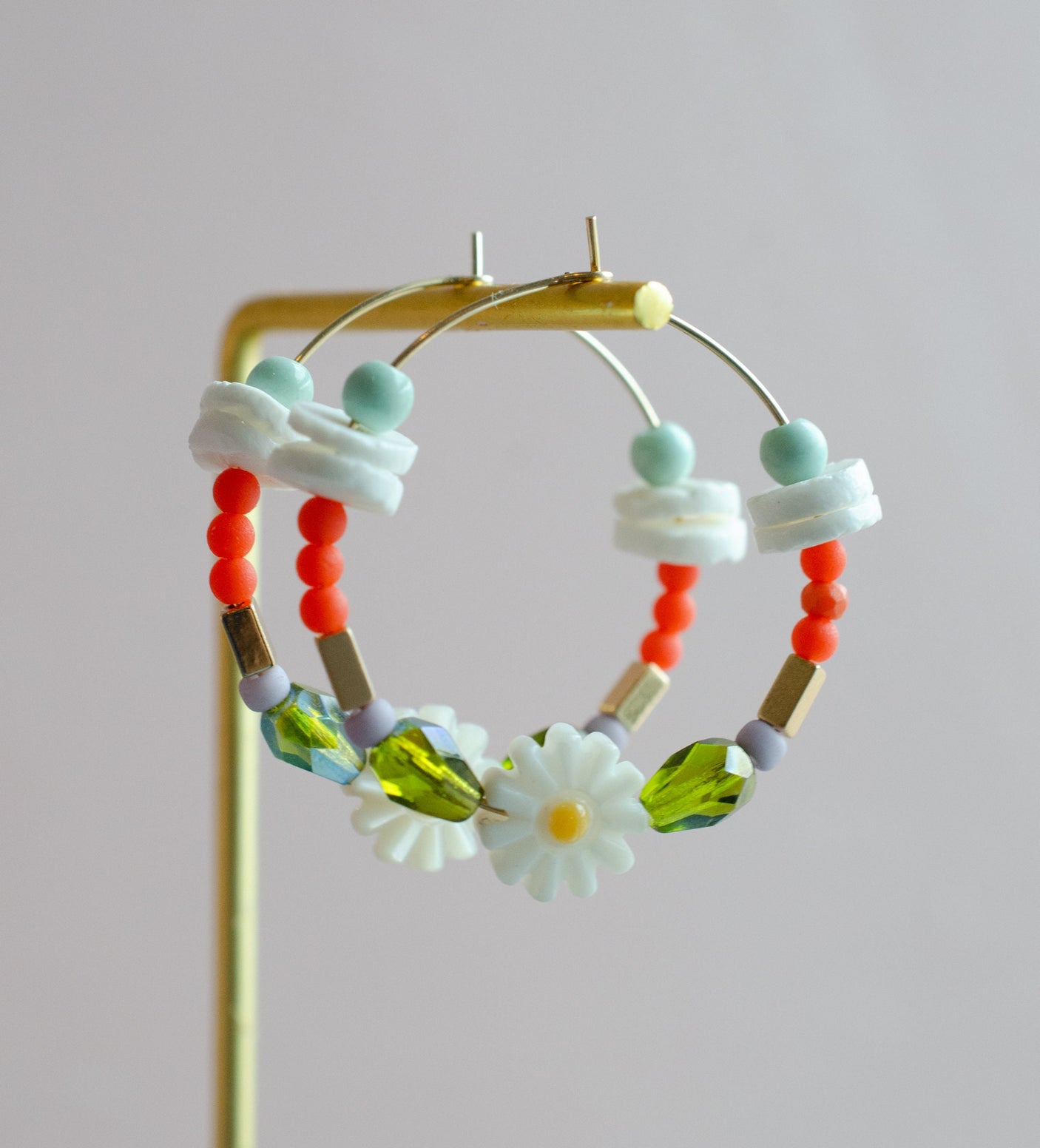 Daisy Beaded Hoops