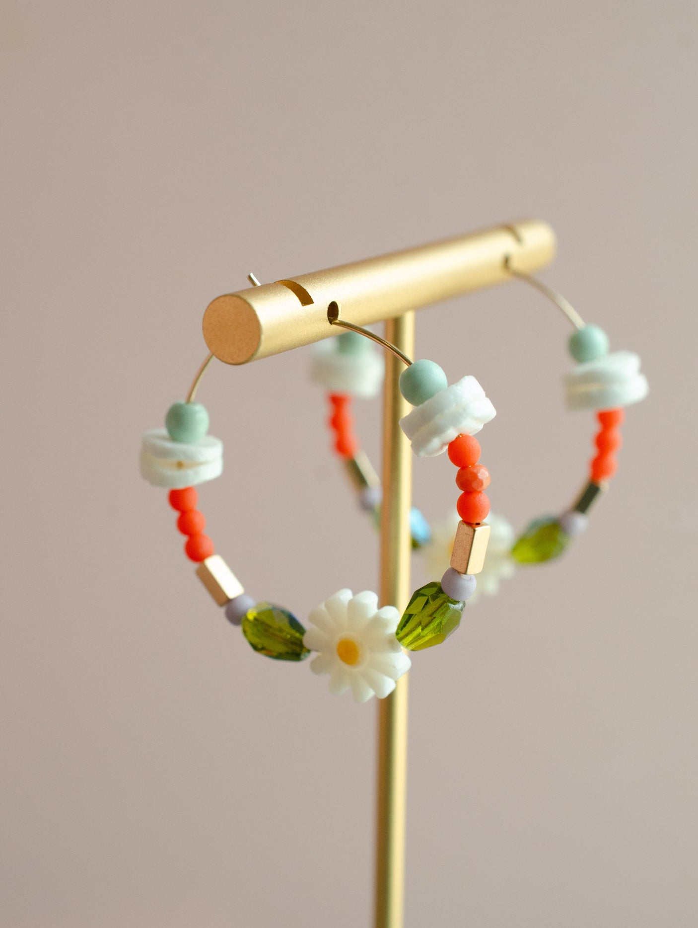 Daisy Beaded Hoops