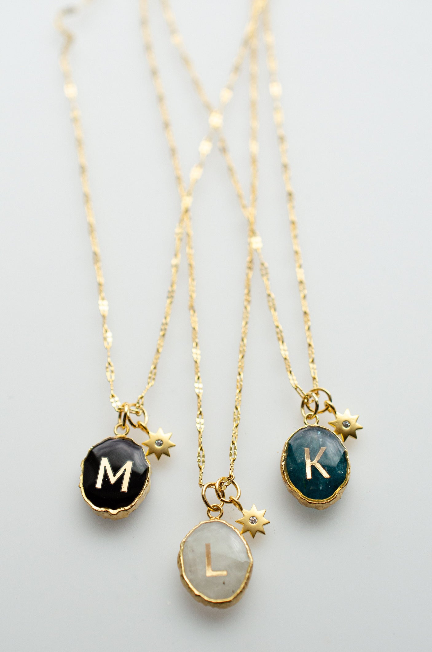 Initial Gemstone Charm Necklace