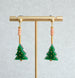 Acrylic Christmas tree earrings, Holiday statement earrings, Green tree earrings, festive statement earrings, beaded dangle earrings,