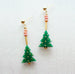 Acrylic Christmas tree earrings, Holiday statement earrings, Green tree earrings, festive statement earrings, beaded dangle earrings,