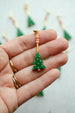 Acrylic Christmas tree earrings, Holiday statement earrings, Green tree earrings, festive statement earrings, beaded dangle earrings,