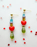 Beaded heart statement earrings, minimalist style, beaded dangle earrings, colorful heart earrings, Valentine's Day gift, unique earrings