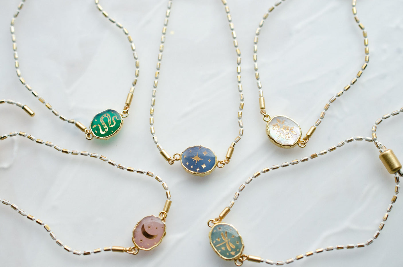 Gemstone Pull Tie Bracelets