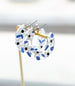 Blue Flower Hoops, Hand Painted Hoops, colorful hoop earrings statement earrings, gifts for her, spring earrings, daisy earrings