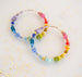 Rainbow Beaded hoops, Anniversary gift, gift for her, gold filled earrings, statement earrings, Large hoops, bright earrings, Pride earrings