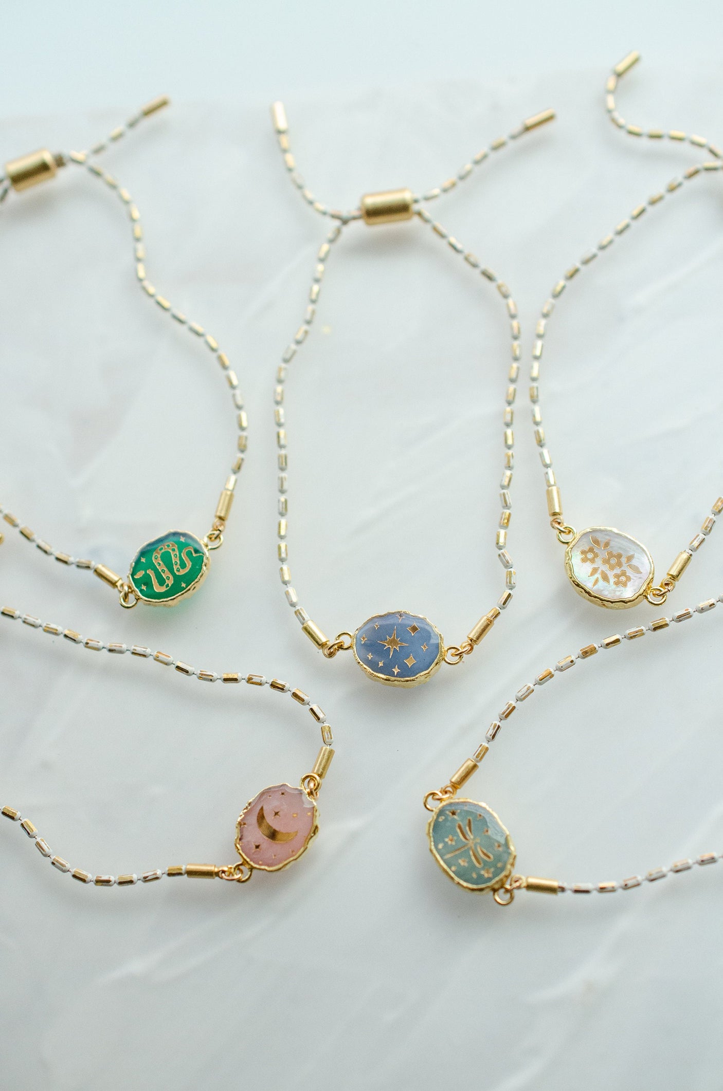 Gemstone Pull Tie Bracelets