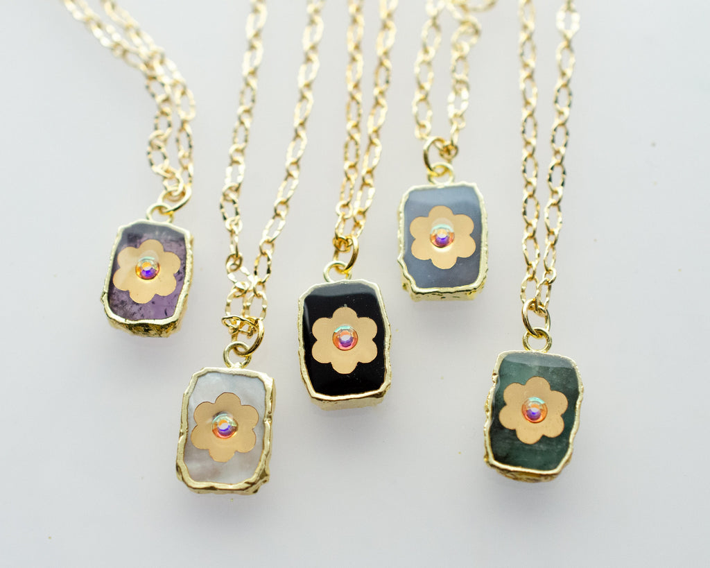 Gemstone flower necklace
