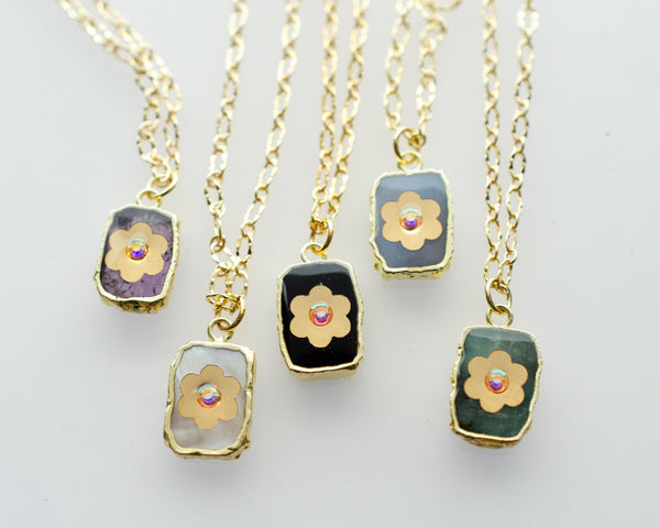 Gemstone flower necklace