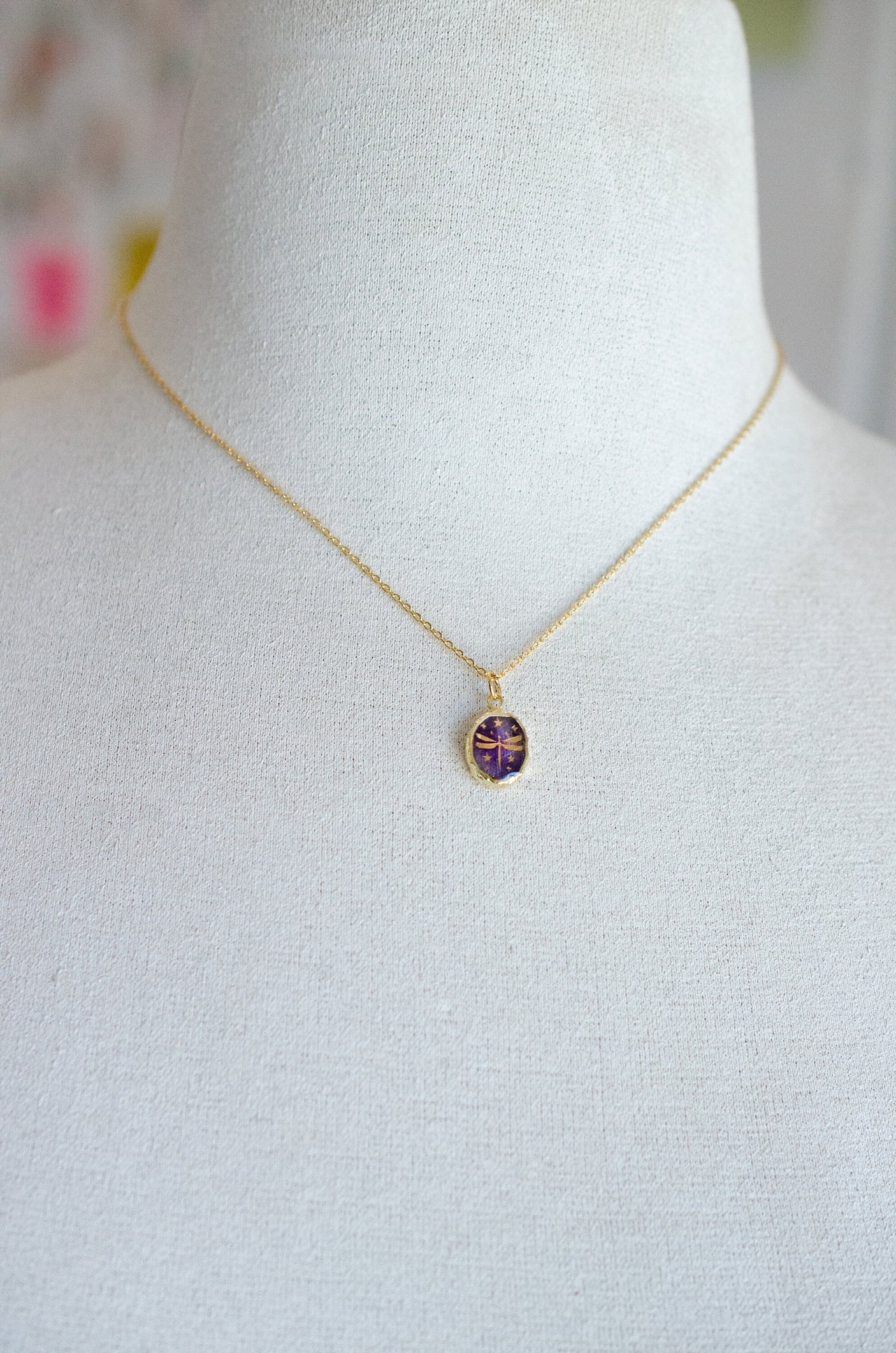 Amethyst Dragonfly Necklace