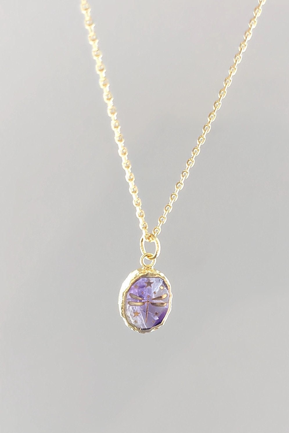 Amethyst Dragonfly Necklace