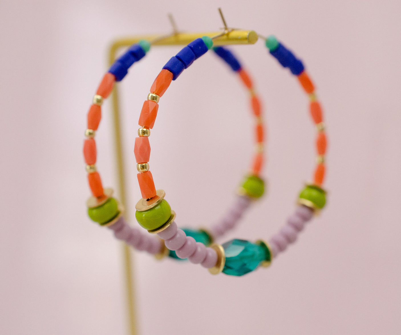 Teal Jules Beaded Hoops
