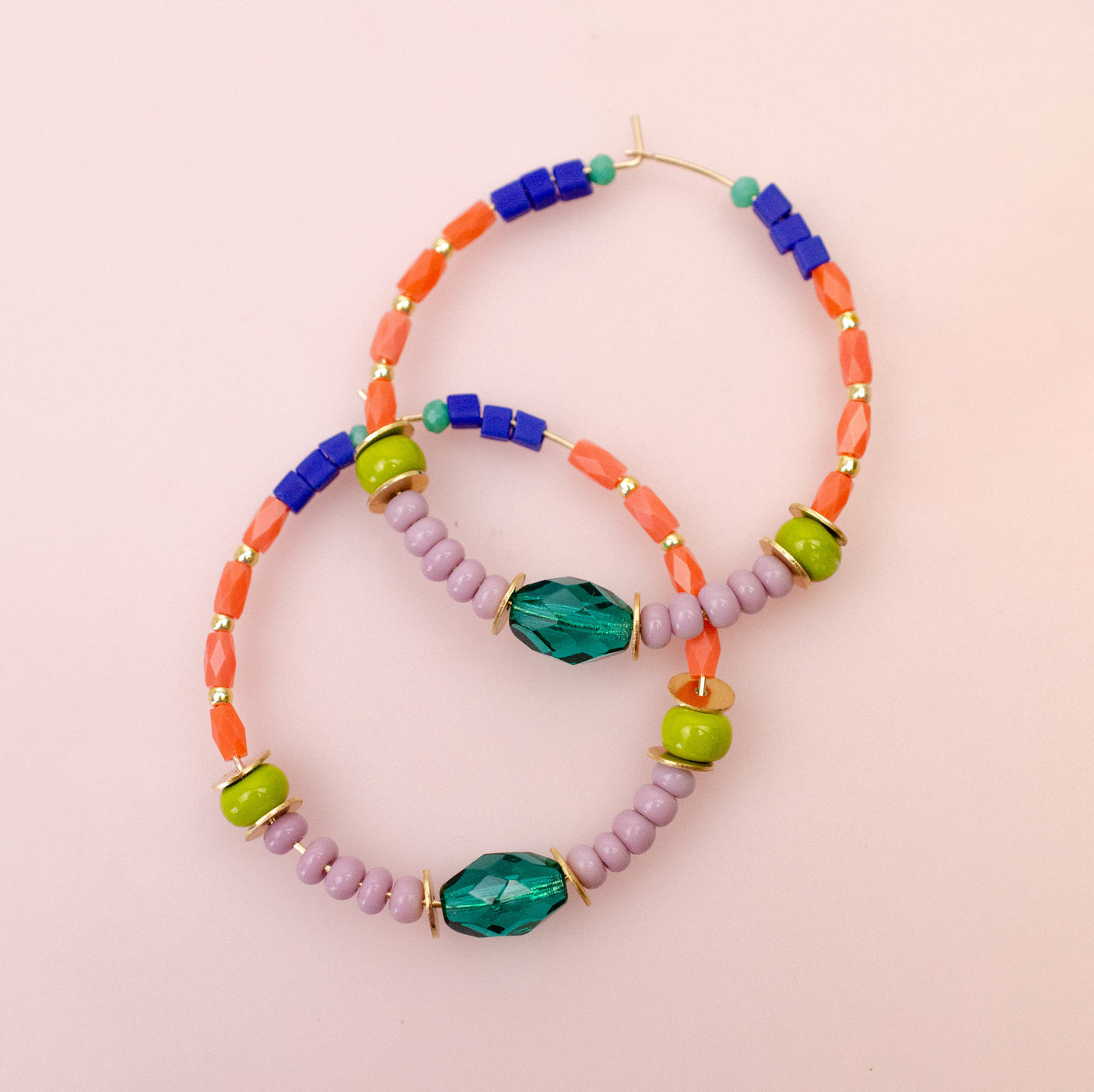 Teal Jules Beaded Hoops
