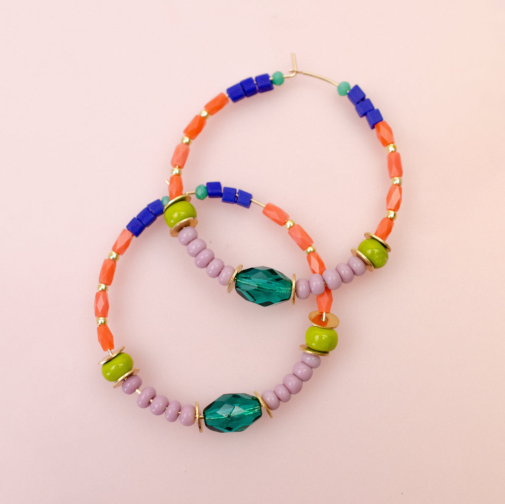 Teal Jules Beaded Hoops