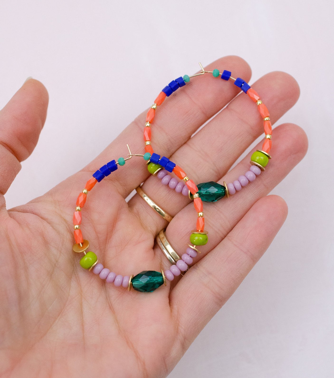 Teal Jules Beaded Hoops