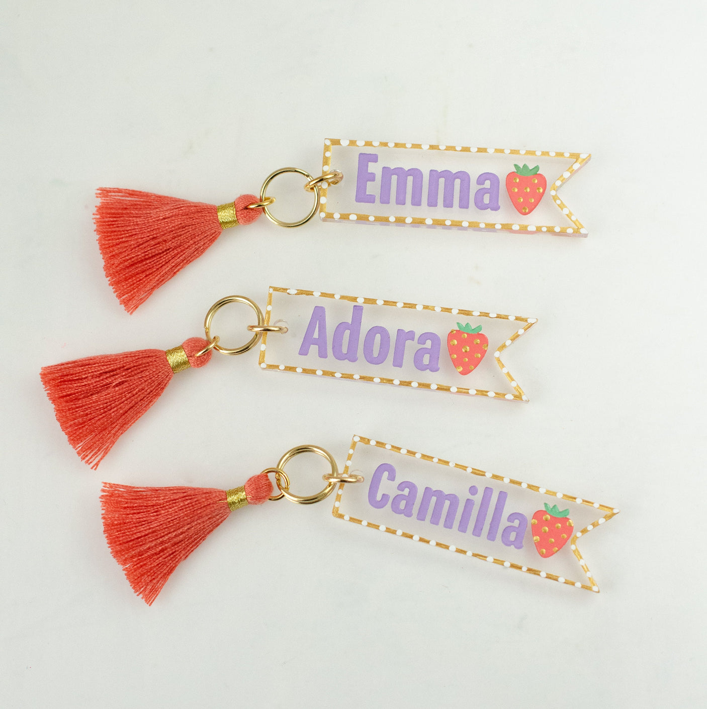 Personalized Strawberry Keychain
