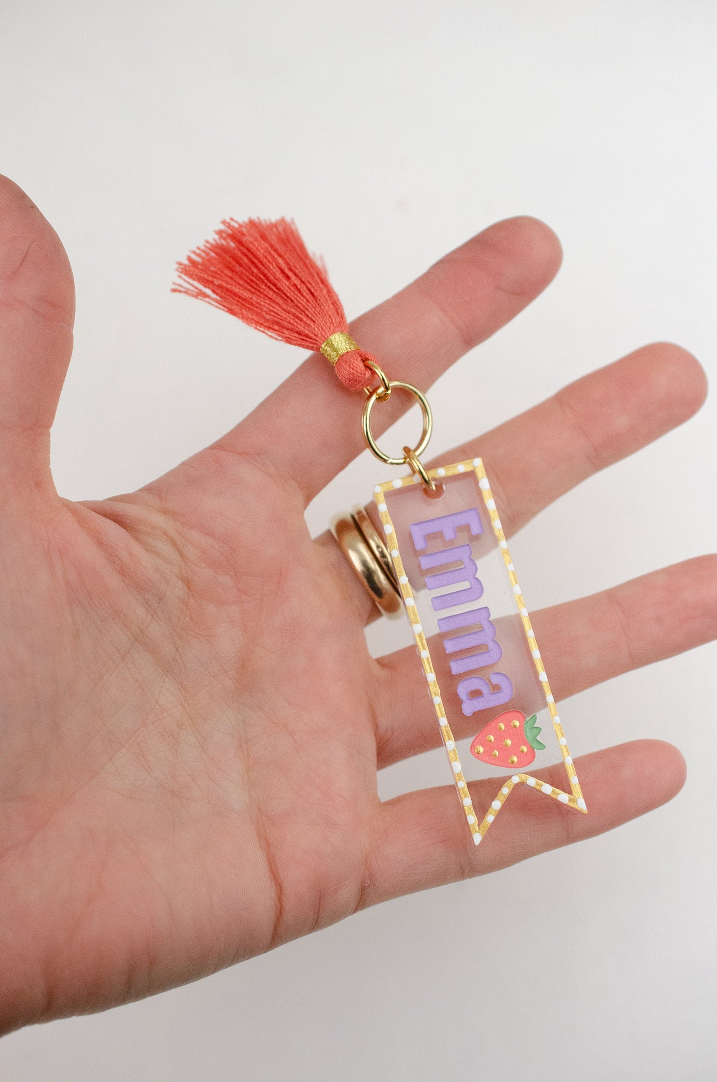 Personalized Strawberry Keychain