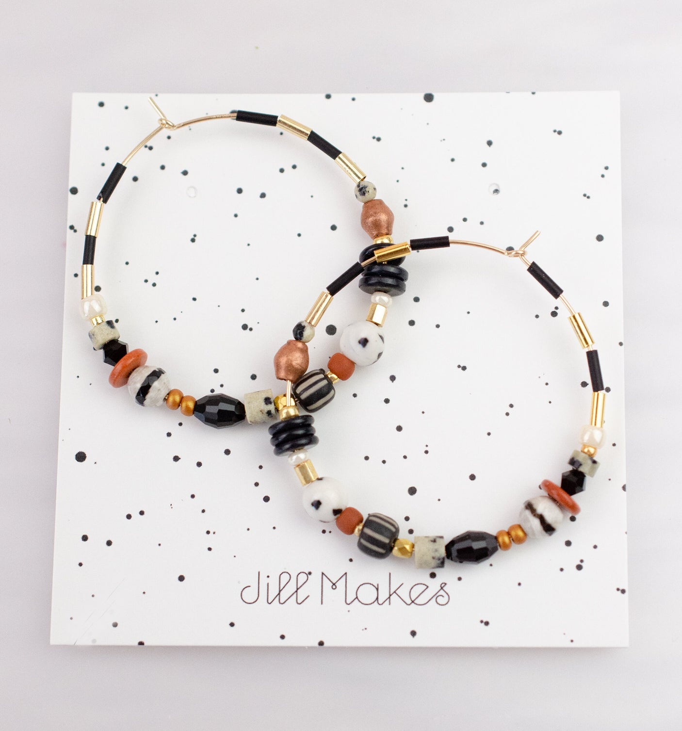 Mocha Beaded Hoops
