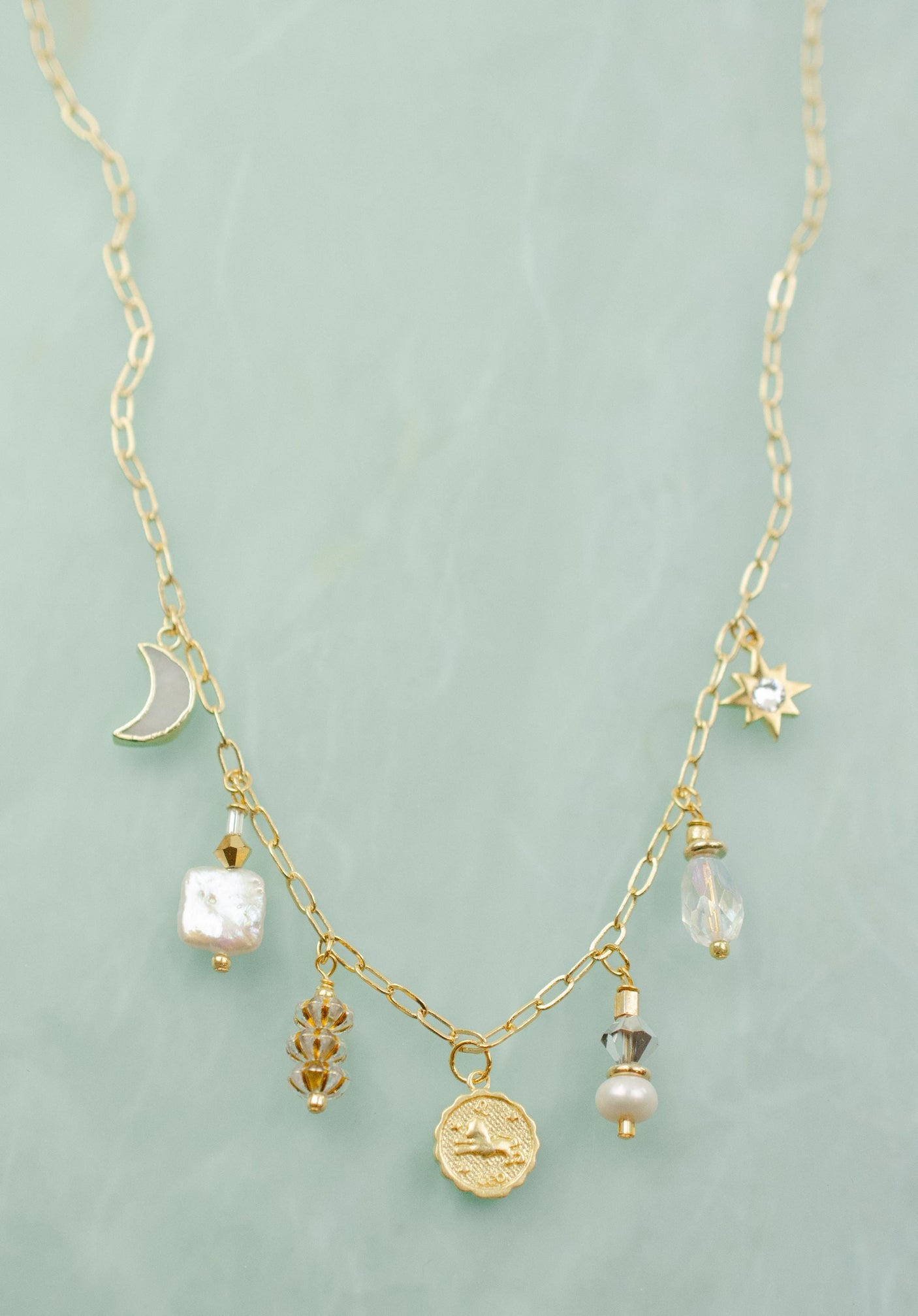 Pearl Zodiac Charm Necklace