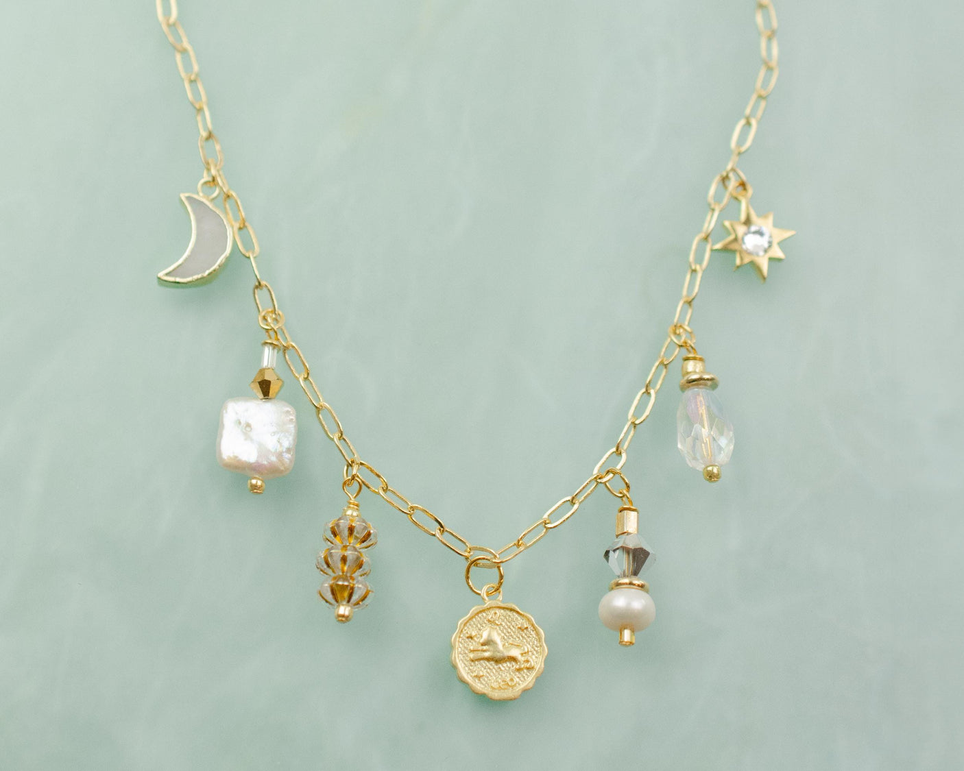 Pearl Zodiac Charm Necklace